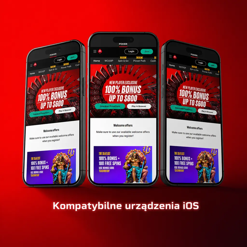 Kompatybilne urządzenia iOS z aplikacją PokerStars - modele iPhone od X do 15 Pro Max