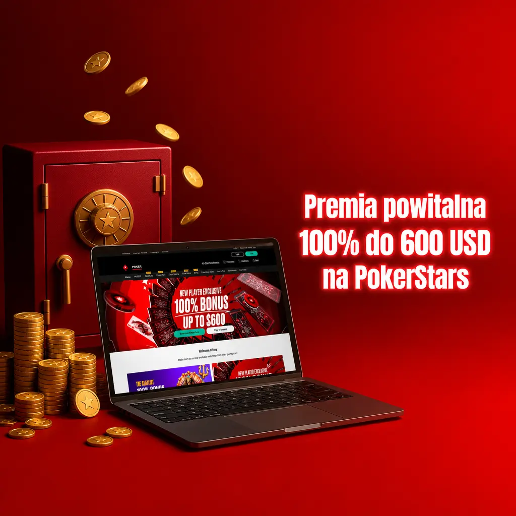 Premia powitalna 100% do 600 USD na PokerStars dla nowych graczy w cash games i turniejach MTT